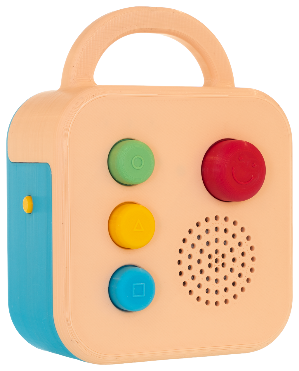 Koobiba device with labeled controls and lights